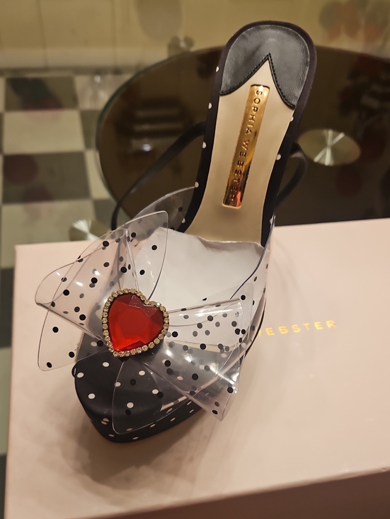 Sophia Webster Shoes - New Sophia Webster Black Polka Dot Platform Sandal with Clear Bow and Red Heart